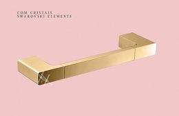 Toalheiro 30cm Quadro Fashion Dourado com Cristal -RB ACE20115 Rubinettos