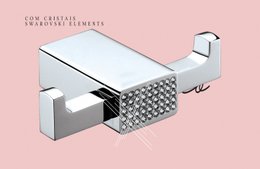 Cabideiro Duplo Quadro Fashion Cromado com Cristal - RBACE20231 Rubinettos