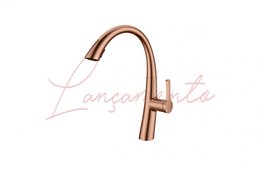 Monocomando para Cozinha com Ducha Rosê Gold Rubinettos