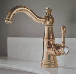 Misturador Monocomando para Lavatorio CLASSIC Rose Gold com Swarovski Rubinettos