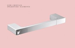 Toalheiro 30cm Quadro Fashion Cromado com Cristal - ACE20235 RUBINETTOS