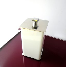 Pote Porta Cotonete Quadrado Branco com Inox