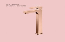 Misturador Monocomando para Lavatorio Alto CRISTAL FASHION Rose Gold com Cristais Swarovski RUBINETTOS