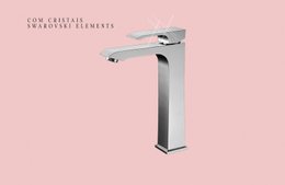 Misturador Monocomando para Lavatorio Alto CRISTAL FASHION Cromado com Cristais Swarovski RUBINETTOS