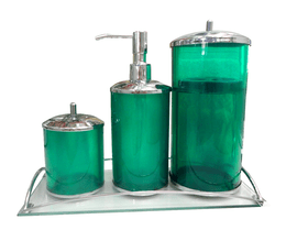 Kit 3 Peças Verde Translucido / Tampa Cromada