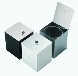 Lixeira Quadrada Branca com Tampa articulavel em Aço inox Polido