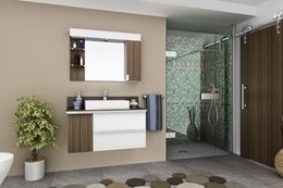 Balcão em Madeira MDF para Banheiro 100cm Asteca