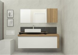 Gabinete completo Cristalo 120cm branco / nogueira Mazzu