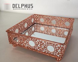 Bandeja Quadrada em Metal Cobre 12,5 X 12,5 X 5,0