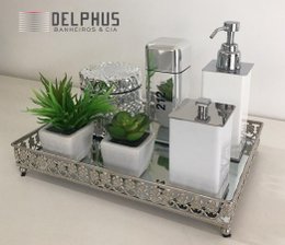 Bandeja Retangular em Metal Cromado 27x19