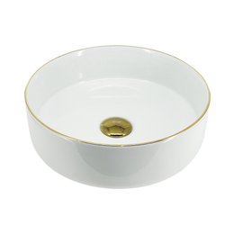 Cuba Apoio Branca com Filete Dourado 36x36x12 -19159