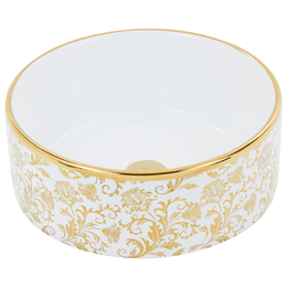 Cuba apoio redonda 41X41x15,5 com arabesco Dourado