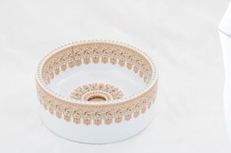 Cuba Apoio Redonda 42x42x15 Rose Gold com Branco