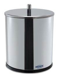Lixeira Redonda Inox com Tampa - 5,4 Litros - Decorline Lixeiras Ø 18,5 x 23 cm  3030/202 BRINOX