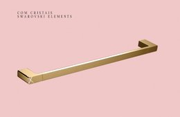 Toalheiro 60cm Quadro Fashion Dourado com Cristal - RBACE20117 Rubinettos