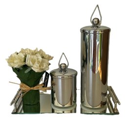 Kit 2 Peças Cromado - Porta Escova e Porta Cotonete Gota