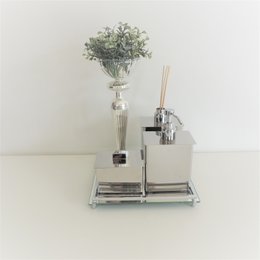 kit 3 Peças Aço Inox - Difusor, Saboneteria e Porta Cotonete