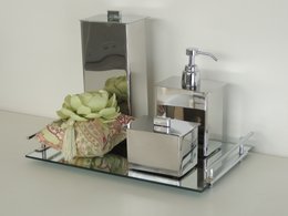 kit 3 Peças Aço Inox - Porta Escova, Saboneteria e Porta Cotonete 18072