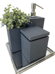 Kit 3 Peças Cinza Fosco / Metal Cromado