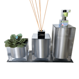 Kit 3 peças com Bandeja Cristal Cromado