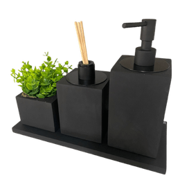 Kit 3 peças com Bandeja Preto Fosco Resimetal