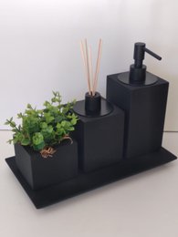 Kit 3 peças com Bandeja Preto Fosco Resimetal