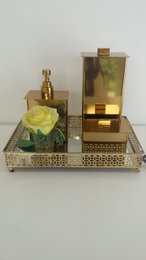 kit 3 Peças Gold - Porta Escova, Saboneteria e Porta Cotonete 18246