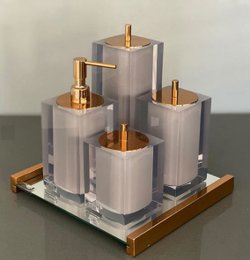 Conjunto 4 peças Cristal Ciment com Tampa Red Gold