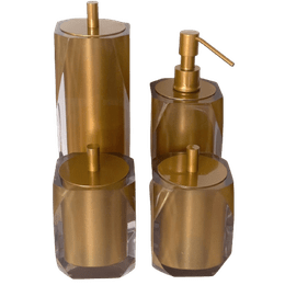 kIT 4 Peças Cristal Dourado / Tampa Dourado Escovado