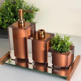 Kit 3 Peças Cristal Red Gold / Tampa Red Gold Resimetal