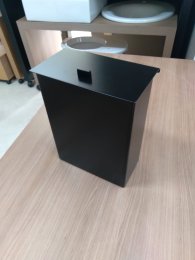 Lixeira Inox Preta 10x20x26 Tampa Articulavel 18588