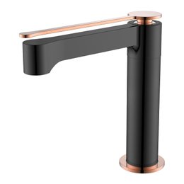 Monocomando para Lavatorio Bica Baixa RB8315 Black Matte/Rosê Gold Rubinettos