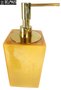Saboneteira Liquida de Mesa (14,0 X 8,0 X 8,0)cm em Poliester Dourado com Dosador Dourado